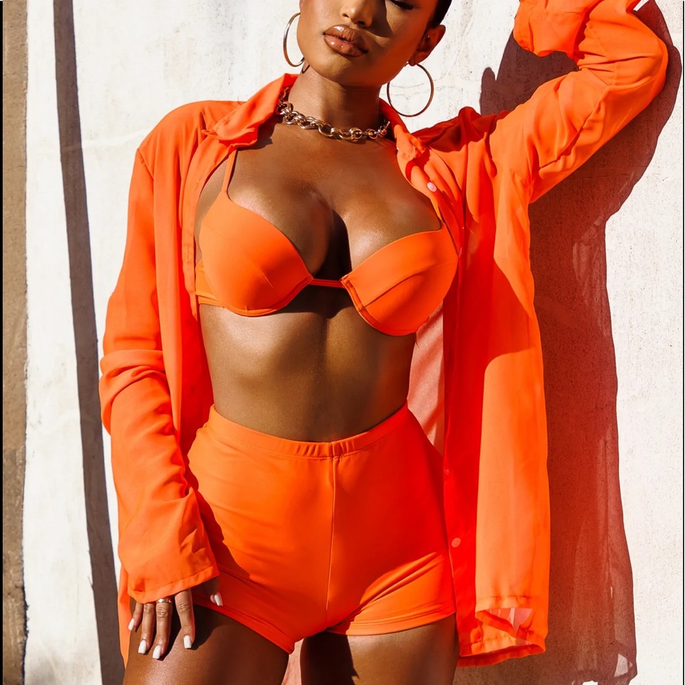 ‼️MATTE COLLECTION SWIM‼️NEW 3 PIECE SWIM SET NEON ORANGE‼️SOLD OUT SEXY‼️